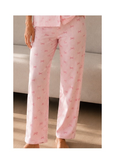 Fit Women Kadın Loose Uzun Paça Pamuk Pembe Pijama Takımı
