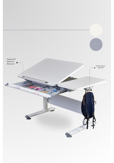 Vega Basic Yükseklik Ve Eğim Ayarlı Ekru Çalışma Masası, Çekmeceli Bilgisayar Ve Ofis Masası, Gri Gri Vega Basic Yükseklik Ve Eğim Ayarlı Ekru Çalışma Masası, Çekmeceli Bilgisayar Ve Ofis Masası, Gri Gri
