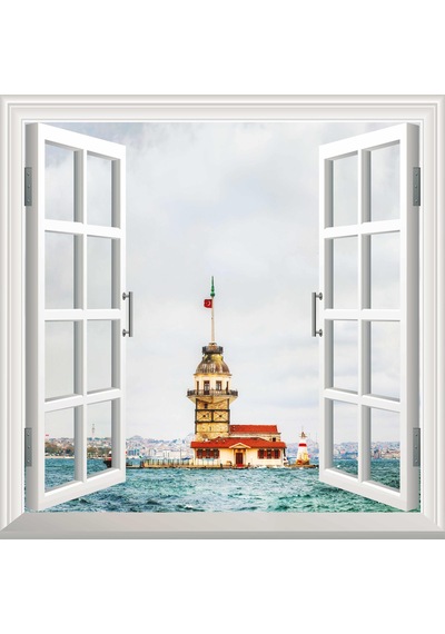 Pencere Poster Duvar Kağıdı Kız Kulesi Yapışkanlı Sticker N11.1352