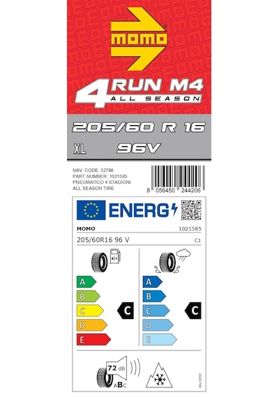 Momo 205/60 R16 96V XL M4 Four Season Dört Mevsim Lastiği 2025