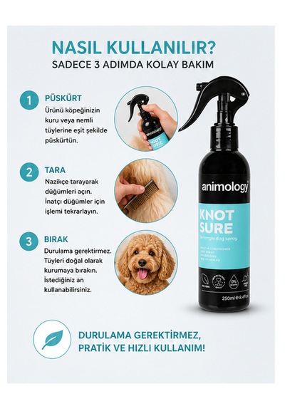 Animology Knot Sure Detangle Spray Kıtık Açıcı Parlatıcı Köpek Spreyi 250 Ml