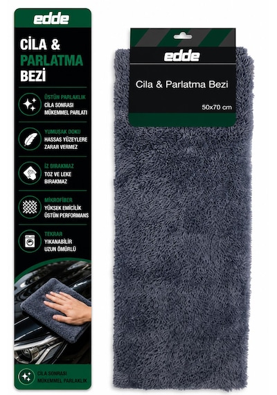 Edde Araba Araç Oto Cila Ve Parlatma Bezi Gri 50 70 Cm Oto Detailing