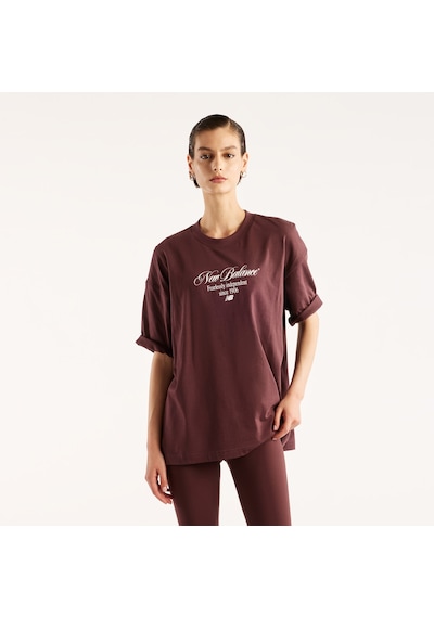 New Balance Pressed Flowers Memories Oversized Kadın Kahverengi T-shirt Wt6289qp-ylr