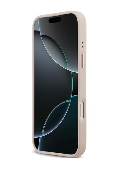 Apple Uyumlu iPhone 17 Pro Max Kılıf Guess Lisanslı M-safeli Sıcak Baskılı Yazı Logolu Pu Deri Peony Pembe Pembe