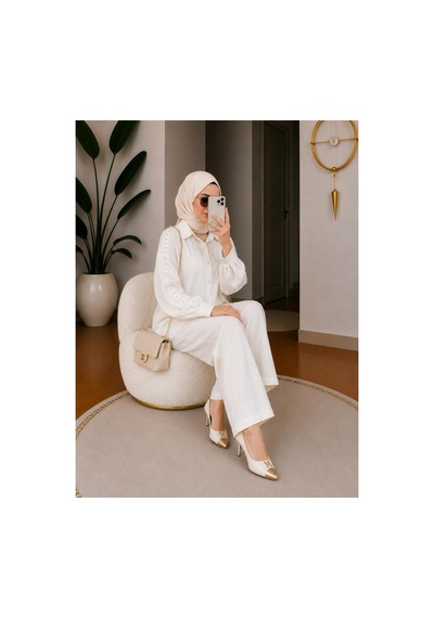 Hira Life Fashion Kadın Kolu Taş Detaylı Bel Bağlamalı Salaş Keten Gömlek Pantolon İki 'li Şık Takım Beyaz Beyaz Hira Life Fashion Kadın Kolu Taş Detaylı Bel Bağlamalı Salaş Keten Gömlek Pantolon İki 'li Şık Takım Beyaz Beyaz
