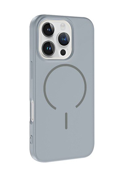 Apple iPhone Uyumlu 16 Pro Max Kılıf Meta Lansman M-safe Kamera Korumalı İçi Kadife Yumuşak Renkli Süet Silikon Titanyum-gri