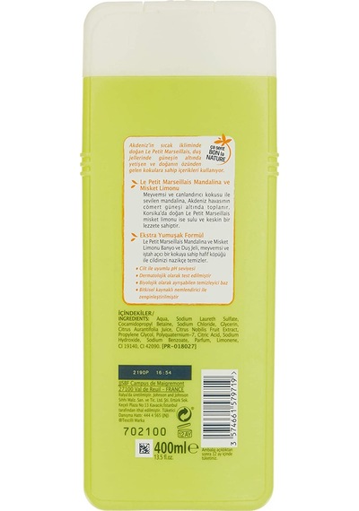 Le Petit Marseillais Mandalina ve Misket Limonu Banyo ve Duş Jeli 400 ML