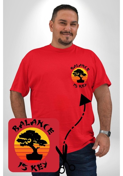 Angemiel Karete Çocuk Bonsai Kırmızı Büyük Beden Kadın Basic Minimal Baskılı Tişört Kırmızı