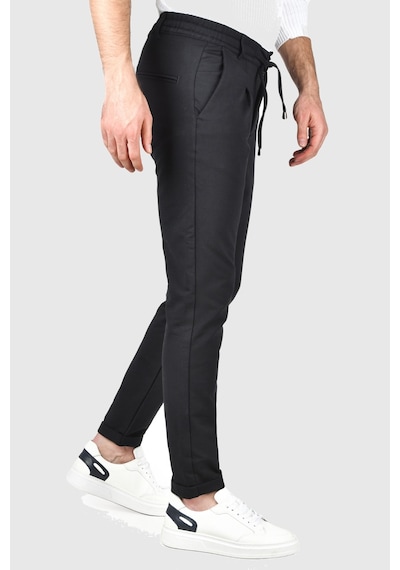 Deepsea Erkek Koyu Lacivert Beli Lastikli Slim Fit Likralı Duble Paça Penye Spor Pantolon 2502385 Koyu Lacivert
