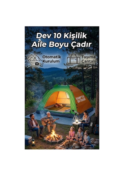 Aile Boyu 10 Kişilik Otomatik Kamp Çadırı - 300x300x170 Cm Kolay Kurulum Deprem Acil Durum Çadır Taşıma Çantalı Çok Renkli Aile Boyu 10 Kişilik Otomatik Kamp Çadırı - 300x300x170 Cm Kolay Kurulum Deprem Acil Durum Çadır Taşıma Çantalı Çok Renkli