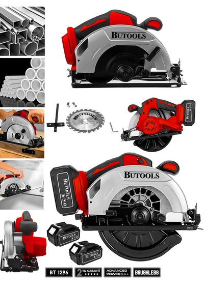 Butools ST-28 21-18CS-B Kırmızı 21V Platinum Akülü Çelik Şanzuman Şarjlı Ahşap Sunta Ağaç Kesme Makinesi Daire Testere