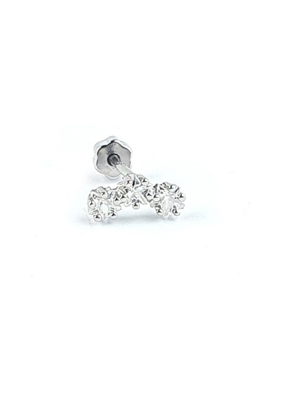 Pırlanta Parlaklığında Zirkon Taşlı 925ayar Gümüş Yay Tragus Helix Piercing Gümüş