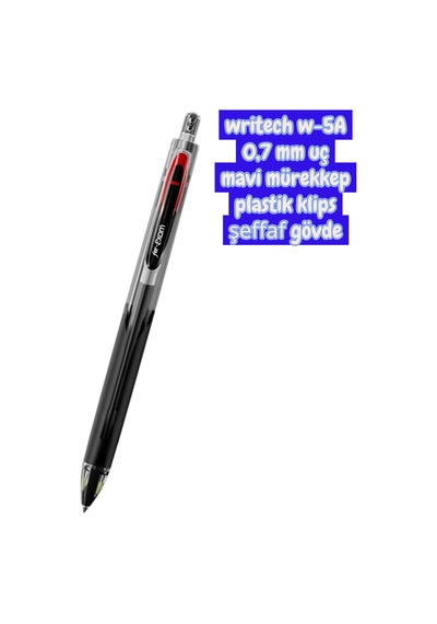 Writech W-5a Age 0,7 Mm Şeffaf Siyah Gövde Mavi Mürekkep Jel Tükenmez Kalem Çok Renkli