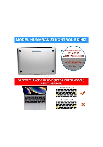 Apple Uyumlu MacBook Pro 13 Inç M1 A2338 Kılıf + Klavye Kılıfı + Film
