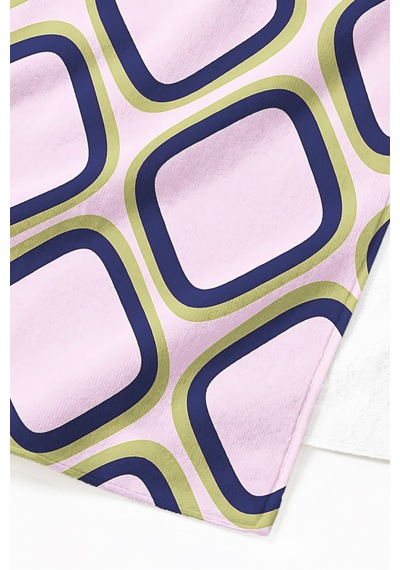 Geometrik Retro Modern Plaj Havlusu - Pembe Lacivert Bohem Akdeniz Hızlı Kuruyan Mikrofiber Havlu Ayaz Deniz