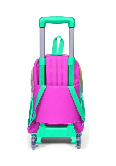 Coral High Kids Pembe Su Yeşili Unicornlu Kız Desenli Üç Bölmeli Çekçekli Okul Sırt Çantası 23933