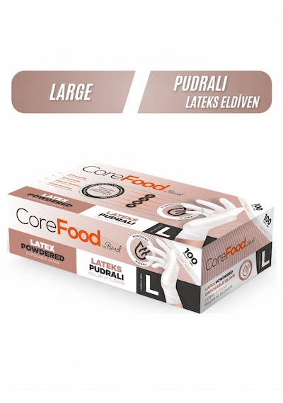 Corefood Pudralı Lateks Eldiven L 100 Adet