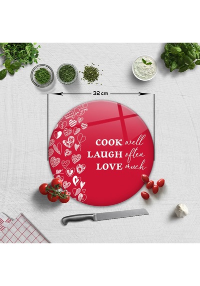 Decorita Cam Kesme Tahtası | Cook Well | Çap32cm