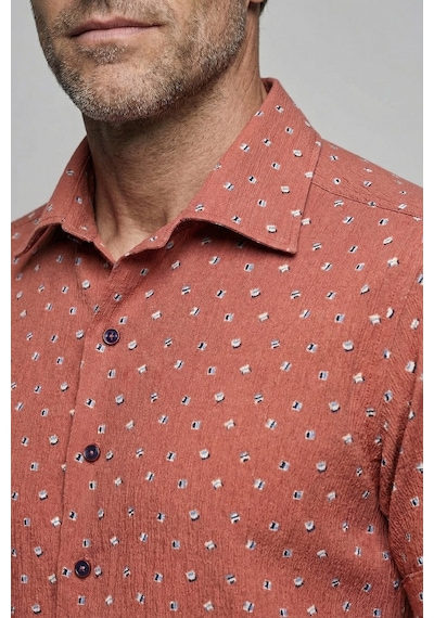 Bisse Kiremit Regular Fit Polyester Cepsiz Kısa Gömlek Bsgmkrp26329 Kr