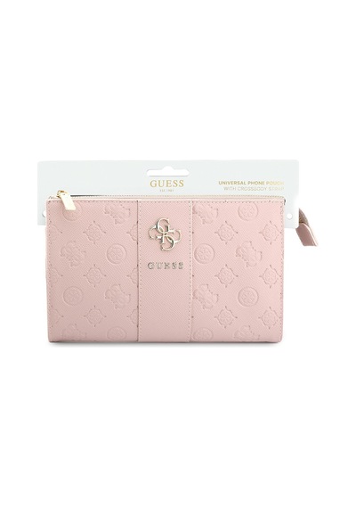 Guess Lisanslı Kadın Çanta Peony Ve 4g Desenli Şerit Detaylı Metal Logolu Omuz Askılı El Çanta Pembe