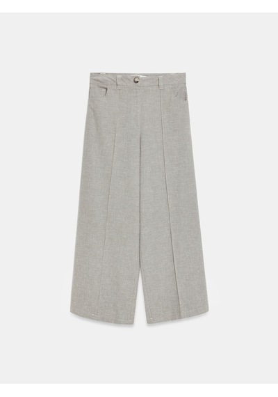 DİLVİN 72728 Keten Karışımlı Geniş Paça Pantolon-taş