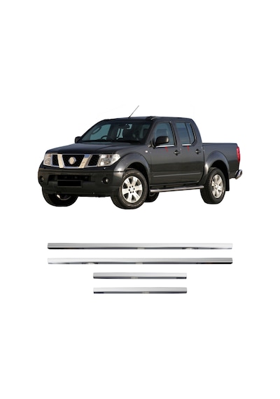 Nissan Navara Uyumlu 2006-2015 Krom Cam Çıtası 4 Parça Paslanmaz Çelik