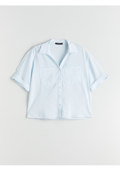 Lcw Comfort Mavi Modal Karışımlı Oversize Kadın Gömlek
