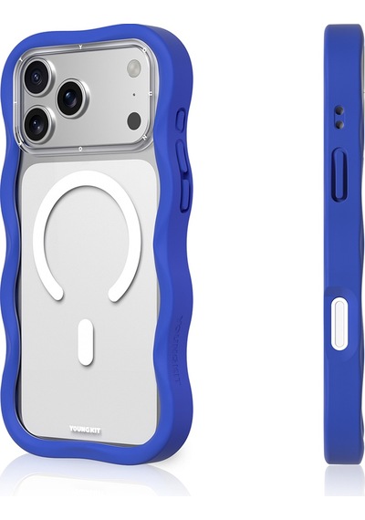 Apple Uyumlu iPhone 17 Pro Max  Kılıf M-safe Şarj Özellikli Youngkit Wave Clear Serisi Kapak Lacivert Lacivert