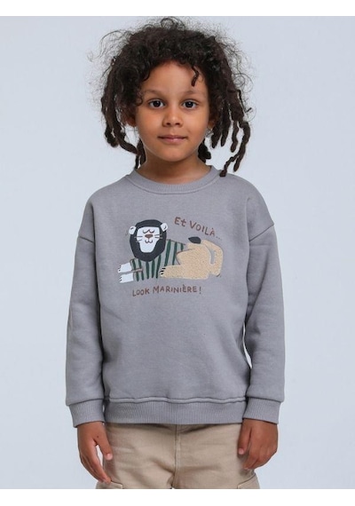 Jack Lions Erkek Bebek Aslan Figürlü Sweatshirt-14747 Gri