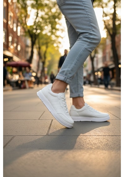 Enoch Erkek Günlük Spor Ayakkabı Düz Tabanlı Sneaker Perfore Detaylı Sade Ve Hafif Model Beyaz Enoch Erkek Günlük Spor Ayakkabı Düz Tabanlı Sneaker Perfore Detaylı Sade Ve Hafif Model Beyaz