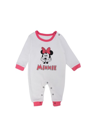 Bebelop Kız Bebek Mickey Mouse Baskılı Çıtçıtlı Uzun Kol Tulum 001