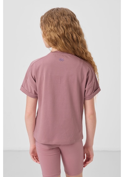 Gül Kurusu Pamuklu O Yaka Oversize Fit Basic Kız Çocuk T-shirt - 75182 Gülkurusu