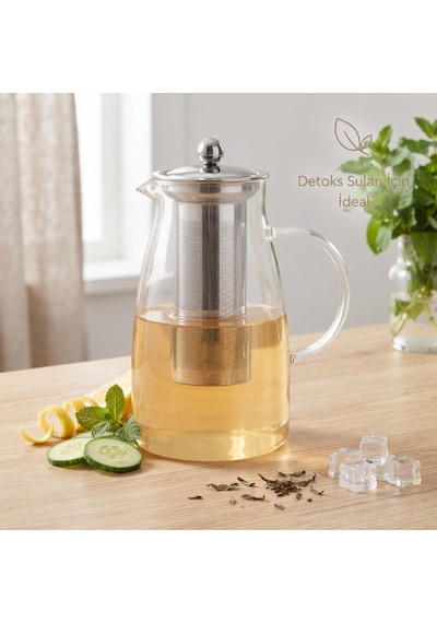 Zvnm Detoks Sürahisi - 1500 Ml - Paslanmaz Çelik Filtre - Cam Zcv12