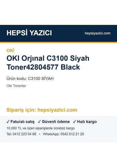 Okı  C3100 Siyah Toner42804577 Black