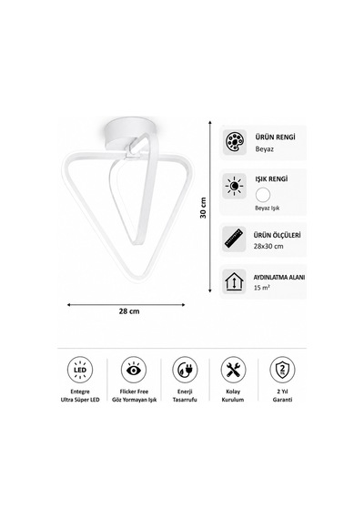 AvizeGO Urban Led Plafonyer Avize Beyaz Işık