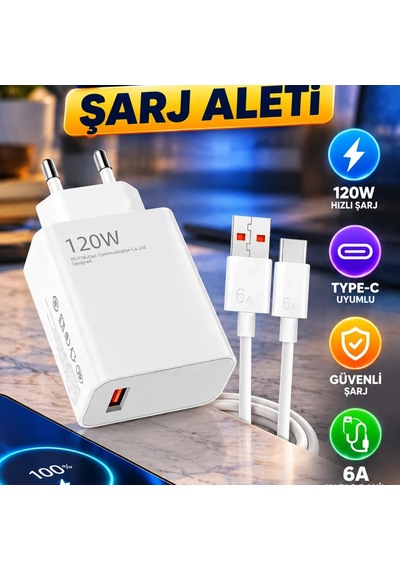 120w Type-c Hızlı Şarj Adaptörü Ve Kablo Samsung S20 S21 S22 S23 Uyumlu