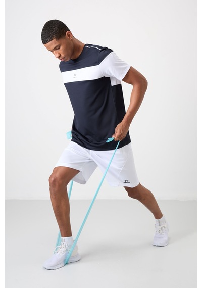 Tommy Life Lacivert Polyester Nefes Alan Dokulu İnce Esnek Standart Fit Erkek Performans T-shirt - 88396 Lacivert