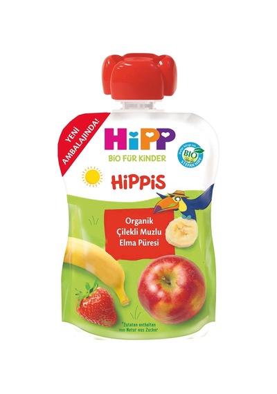 Hipp Organik Çilekli Muzlu Elmalı Meyve Püresiı100gr