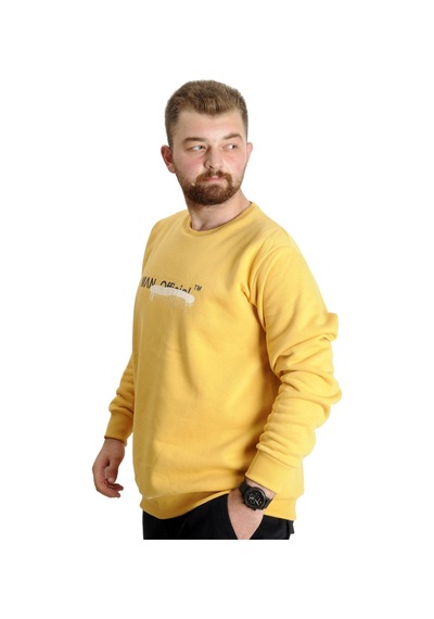 Mode Xl Büyük Beden Erkek Sweatshirt Bisiklet Yaka Man Official 23528 Hardal 001
