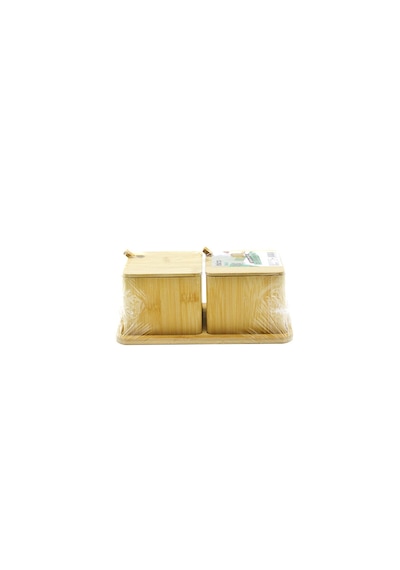 2pcs Baharatlık - Tuzluk Ahşap Bambu 4887 Renkli