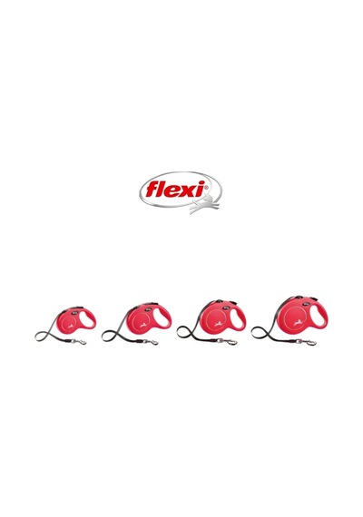 Flexi New Classic Otomatik Şeritli Köpek Gezdirme Kayışı 5mt S Kırmızı