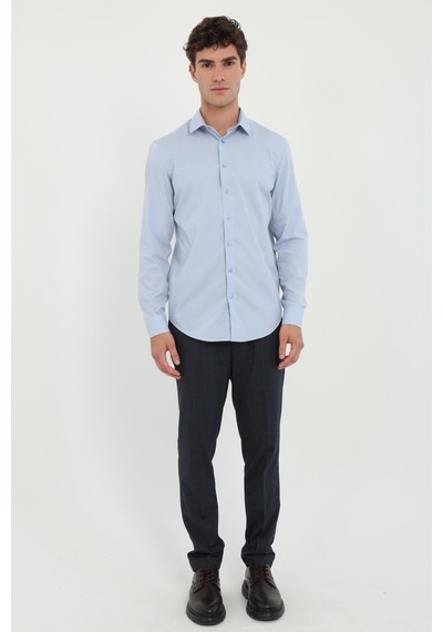 Dufy Erkek Slim Fit Uzun Kol Mavi Gömlek-25812 MAVİ