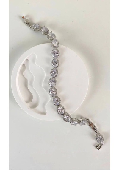 Oval Taşlı Çelik Bileklik Çok Renkli