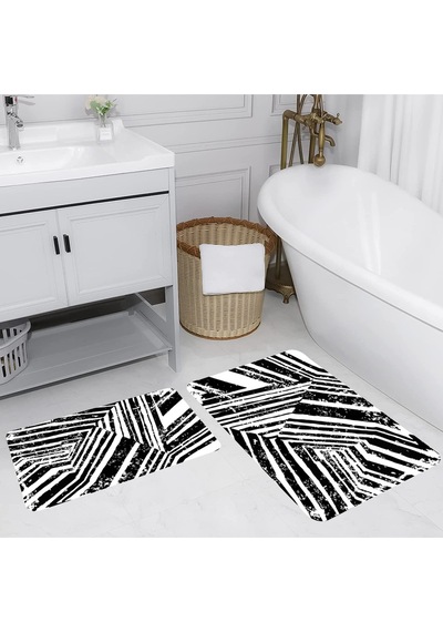 Rovigo Home Baskılı Kaymaz Taban 2 Li Banyo Paspas Takım Rvg5229-100X60-60X50 Çok Renkli