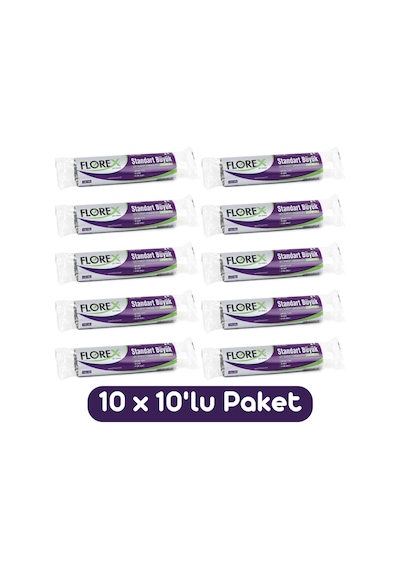 Florex Standart Büyük Boy Çöp Torbası 65x80 Cm 10'lu Rulo Siyah 10 Rulo (100 Adet)