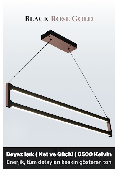 Orion Rose Gold Lineer Led Sarkıt Avize Kumandalı Dim Edilebilir Aşağı Işık Beyaz Işık
