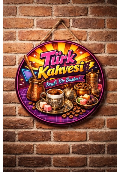 Mayeka Cafe Restoran İçin Türk Kahvesi 80 Ler Kahve Duvar Kapı Tablo Süsü Ahşap Askılı Pano Tabela No 8