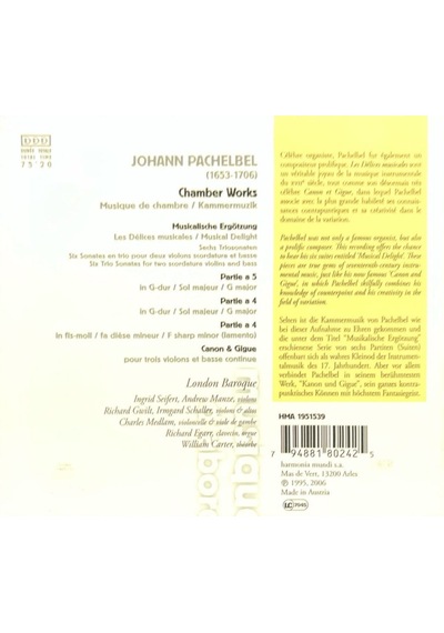 Plak Değildir Cd Dir Cd Pachelbel Canon & Gigue Chamber Works C