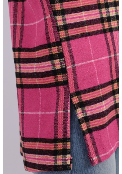 Armonika Kadın Pembe-siyah Erkek Yaka Yanları Yırtmaçlı Oversize Ceket Arm-26k001009