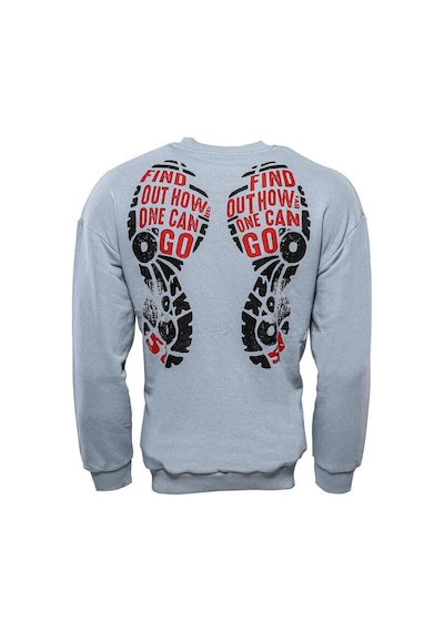 Wessi Yazı Baskılı Bisiklet Yaka Gri Sweatshirt Gri